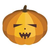 Ripe halloween pumpkin icon, isometric style vector