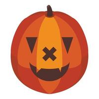 Funny party pumpkin icon, isometric style vector