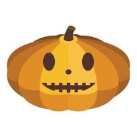 icono de calabaza sonriente malvada, estilo isométrico vector