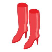 icono de zapatos de mujer roja, estilo isométrico vector