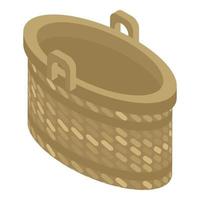 Empty wicker icon, isometric style vector