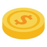 icono de moneda de dólar de oro, estilo isométrico vector