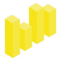 Yellow bar graph icon, isometric style vector