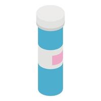 tubo azul para icono de vitaminas, estilo isométrico vector
