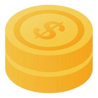 Dollar coins icon, isometric style vector