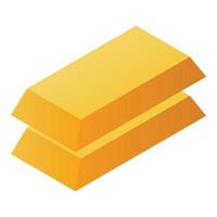 Gold bar stack icon, isometric style vector