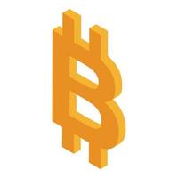 icono de signo de bitcoin, estilo isométrico vector