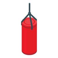 Red punch bag icon, isometric style vector
