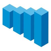 Blue graph bar icon, isometric style vector