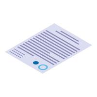 Contract paper icon, isometric style vector