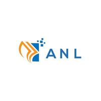 diseño de logotipo de contabilidad de reparación de crédito anl sobre fondo blanco. concepto de logotipo de letra de gráfico de crecimiento de iniciales creativas anl. diseño de logotipo de finanzas empresariales anl. vector