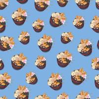 cartoon oden, japanese food seamless pattern on colorful background vector