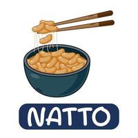 dibujos animados natto, vector de comida japonesa aislado sobre fondo blanco