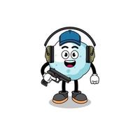 Character mascot of snowball doing shooting range vector