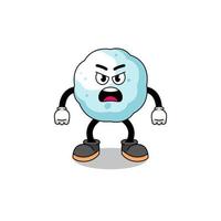 snowball cartoon illustration with angry expression vector