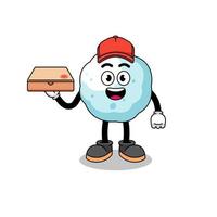 snowball illustration as a pizza deliveryman vector