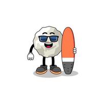 Mascot cartoon of crumpled paper as a surfer vector