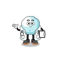 Cartoon mascot of snowball doctor vector