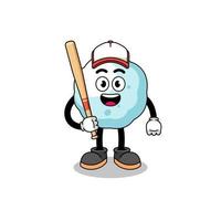 caricatura de mascota de bola de nieve como jugador de béisbol vector