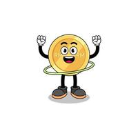 Character Illustration of malaysian ringgit playing hula hoop vector