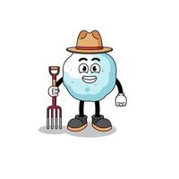Cartoon mascot of snowball farmer vector