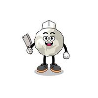 Mascot of crumpled paper as a butcher vector