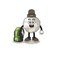 Illustration of crumpled paper mascot as a hiker vector