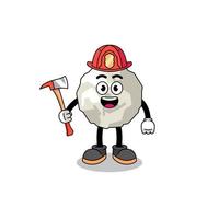 Cartoon mascot of crumpled paper firefighter vector