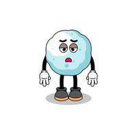 snowball cartoon with fatigue gesture vector