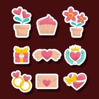 Cute Valentine Sticker Set vector