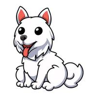 lindo, samoyedo, perro, caricatura, sentado vector