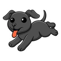 Cute black labrador dog cartoon running vector