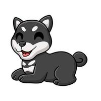 lindo, negro, shiba inu, perro, caricatura, sentado vector