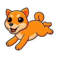 linda caricatura de perro shiba inu corriendo vector