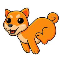 Cute shiba inu dog cartoon running vector