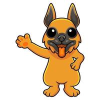 Cute german shepherd dog cartoon waving hand vector