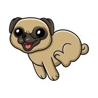 Cute little pug dog cartoon running vector