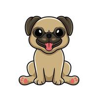 lindo pequeño perro pug dibujos animados sentado vector