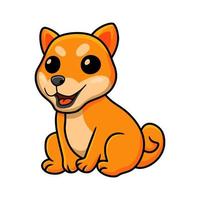 lindo shiba inu perro dibujos animados sentado vector