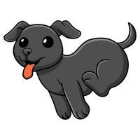 Cute black labrador dog cartoon running vector