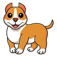 Cute smiling little pitbull cartoon vector