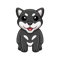 lindo, negro, shiba inu, perro, caricatura vector