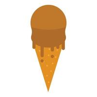 Chocolate ice cream cone icon, isometric style vector