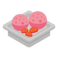 Nuts balls ice cream icon, isometric style vector