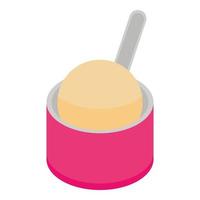 Ice cream cup icon, isometric style vector
