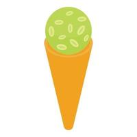 Green lime ice cream icon, isometric style vector