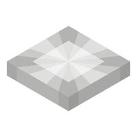 Grey diamond icon, isometric style vector