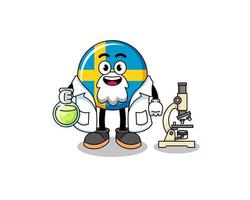 Mascot of sweden flag as a scientist vector