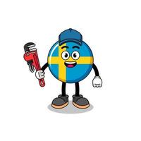 sweden flag illustration cartoon as a plumber vector