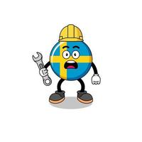 ilustración de personaje de la bandera de suecia con error 404 vector